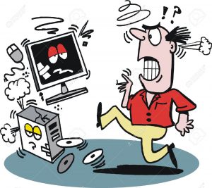 10489991-Cartoon-of-frustrated-man-kicking-computer-Stock-Vector
